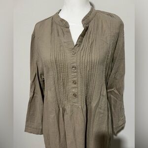 Tahari Women’s Linen Tan Midi Dress Size Small‎